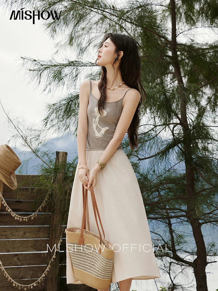 Mishow French Color Matching Knit Camisole Dress MXE13L2082