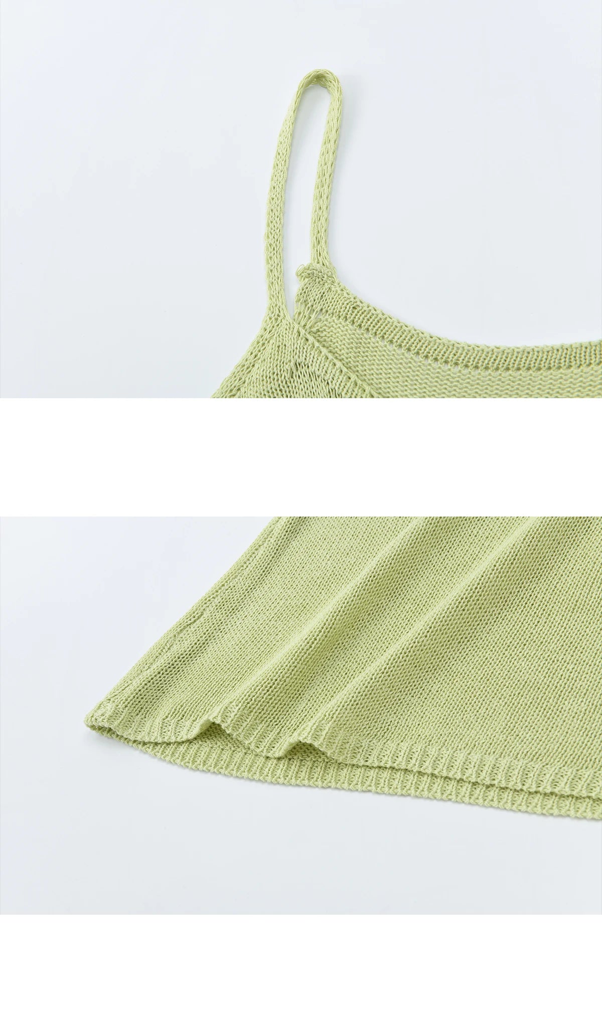 Mishow Green Hollow Cable Knit Top & Camisole Set MXF16T1524