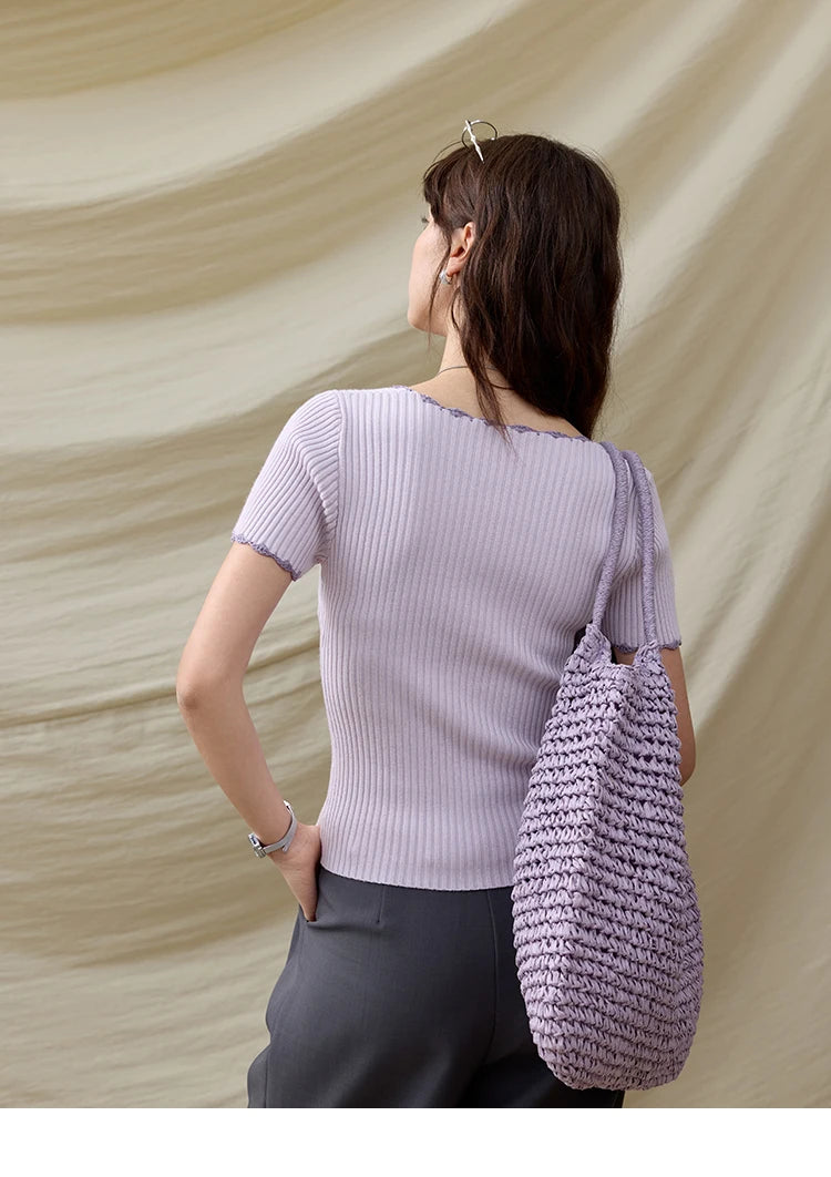 Mishow Office Lady Lace Collar Contrast Hook Top MXE33Z1218