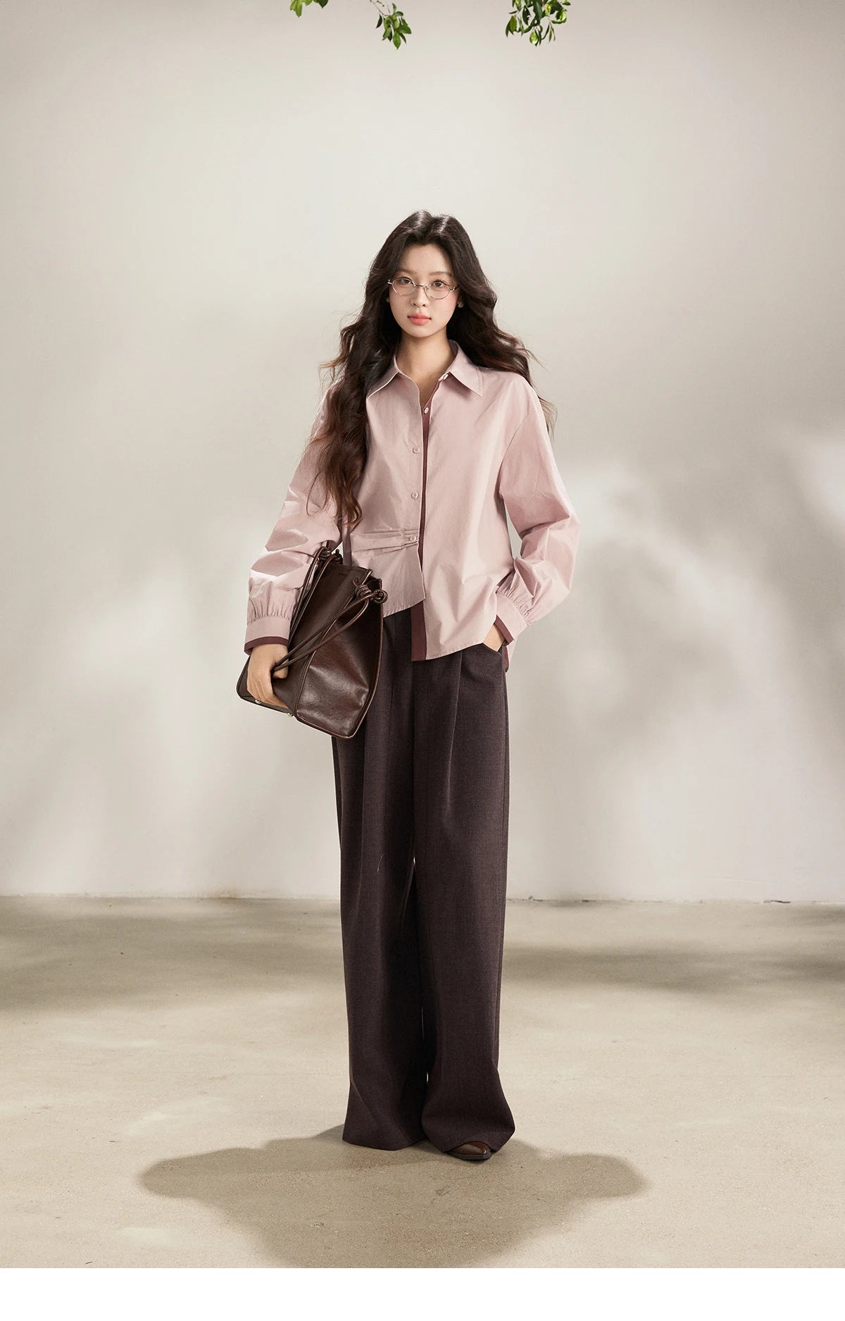 MISHOW French Cotton Contrast Shirt Polo Neck Asymmetrical MXF13C2435
