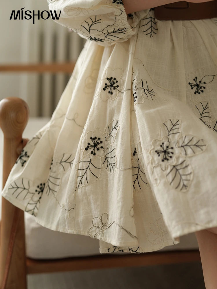 MISHOW Embroidered Doll Lantern Sleeve Dress MXE41L2480