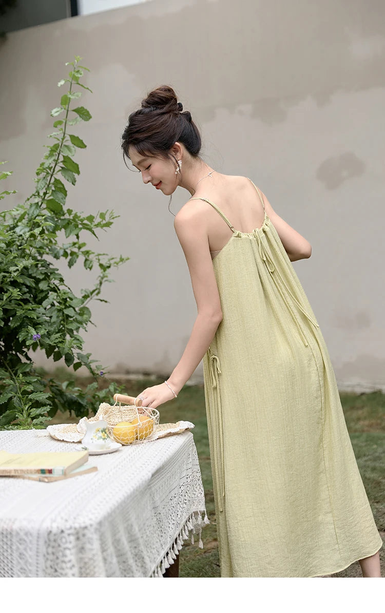 Mishow Irregular Pleated Olive Green Drawstring Dress MXD31L1928