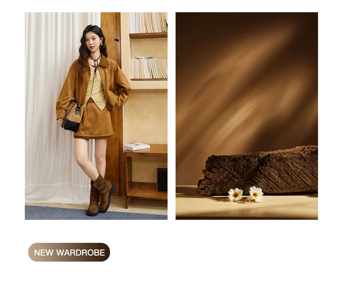 Mishow Retro Corduroy Cutout Jacket & Mini Skirt Set MXE47T0745