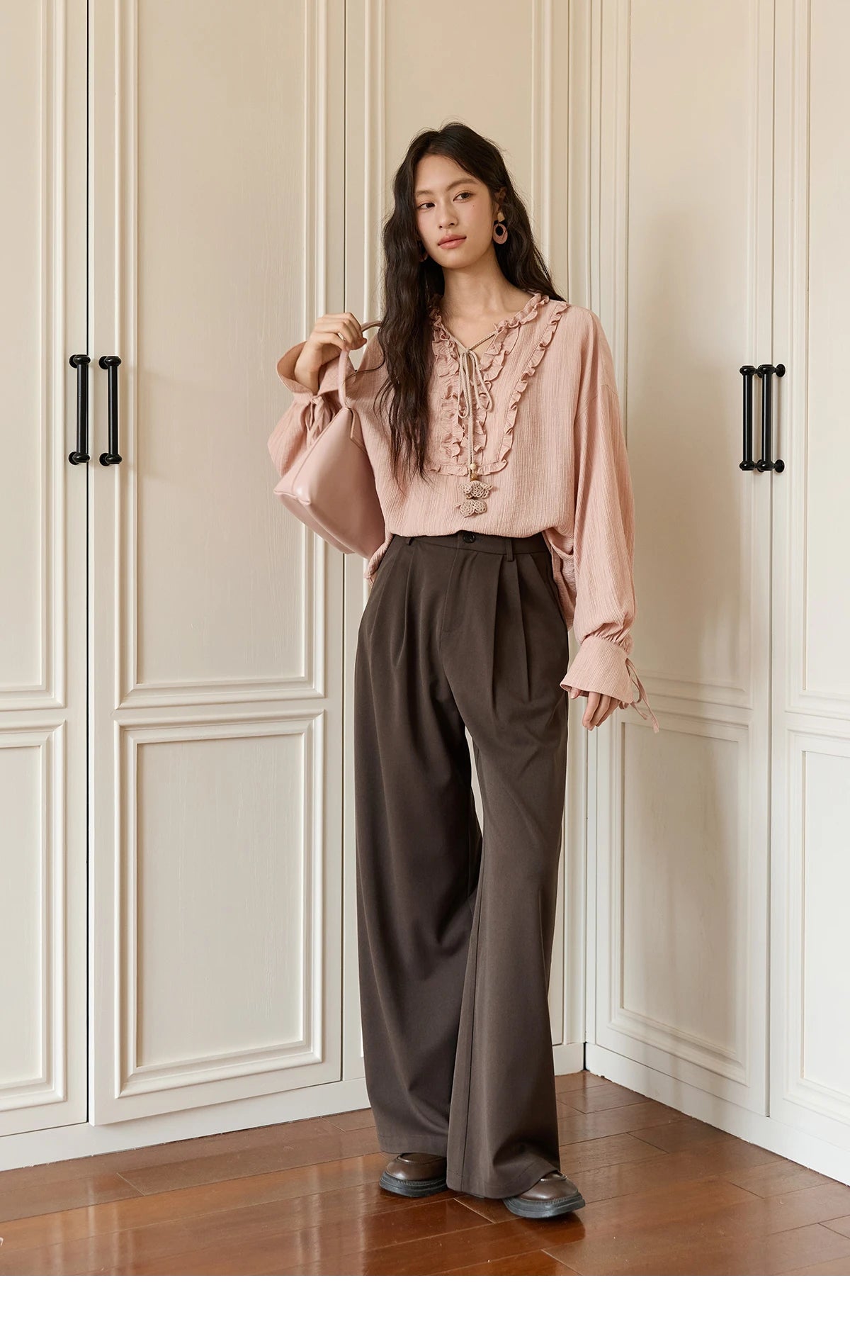 MISHOW Solid Wide-Leg Pants High-Waisted Loose Pockets MXE46K1090