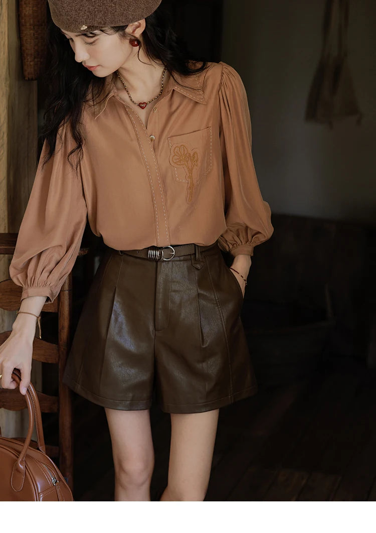 Mishow High Waist Loose Straight Leg Shorts MXD41K0721
