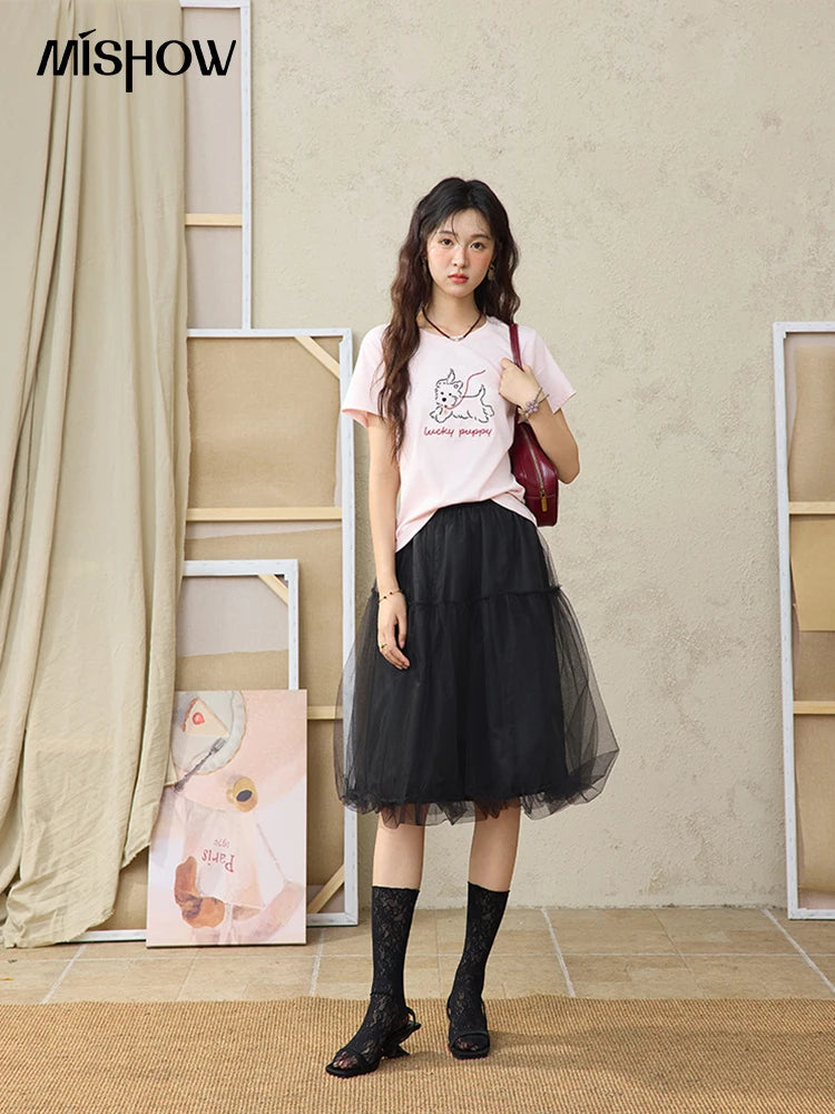 Mishow Cute Puppy Printed Short Sleeve Tee MXE36T0640