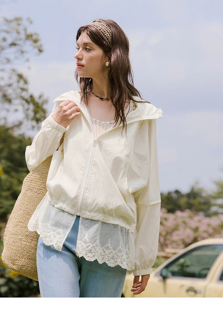 Mishow Hooded Lace Sunscreen Cardigan MXE33W0780