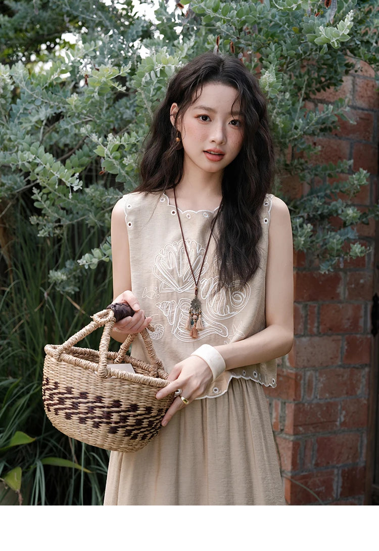 Mishow Hollow Embroidery Top & Lace Skirt Set MXE35T0594