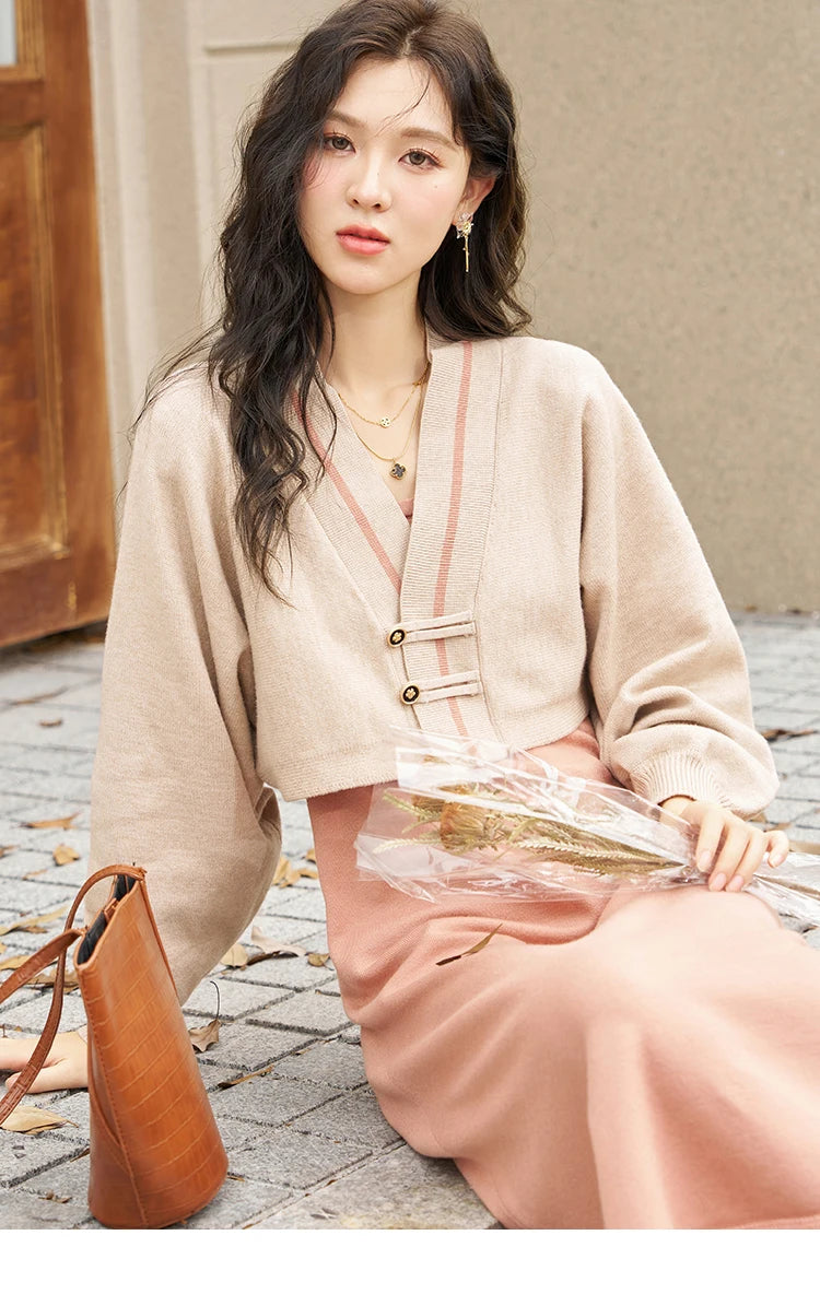 MISHOW Knitted Lantern Sleeve Sweater Dress MXC46L1589