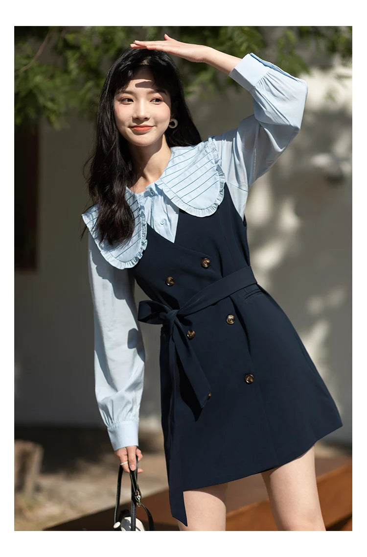 Mishow Korean Doll Collar Vest & Shirt Dress Set MXB12C0199