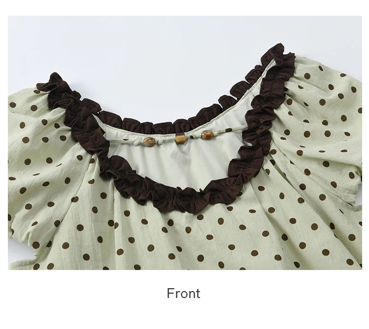 Mishow Polka Dot Puff Sleeve Top & Wide Leg Pants Set MXE39T0657