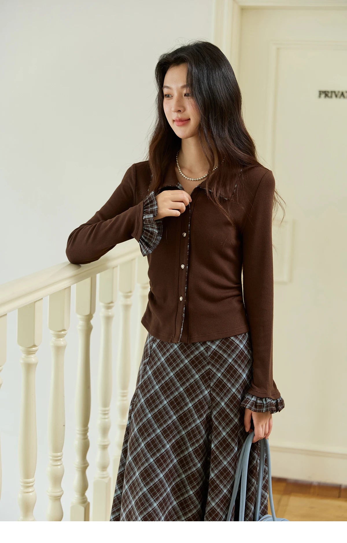 MISHOW Irregular Plaid Skirt Contrasting High Waist A-LINE MXE47B2436