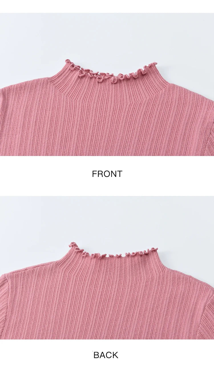 Mishow Turtleneck Wood Ear Trumpet Sleeve Top MXE51Z2552