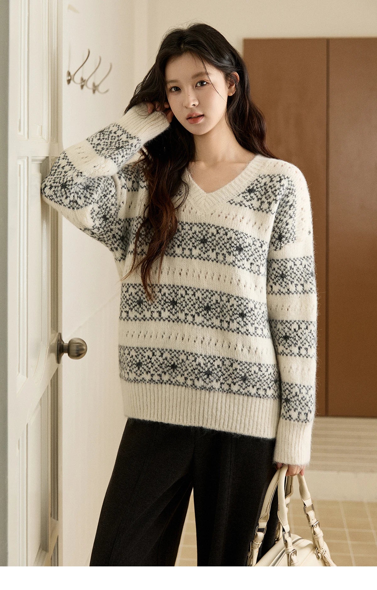 Mishow Fair Isle Removable Hood Sweater MXE94Z2979
