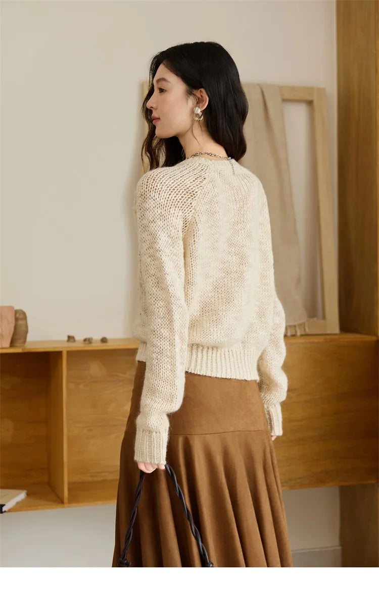 Mishow Apricot Hook Flower Wool Blend Lazy Sweater MXE47Z2577