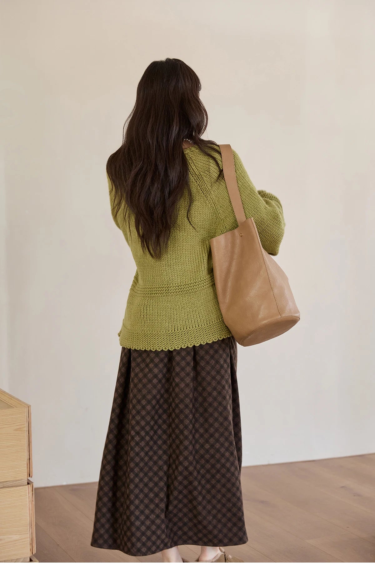 Mishow Avocado Green Lantern Sleeve Lace-Up Cardigan MXE51Z2694