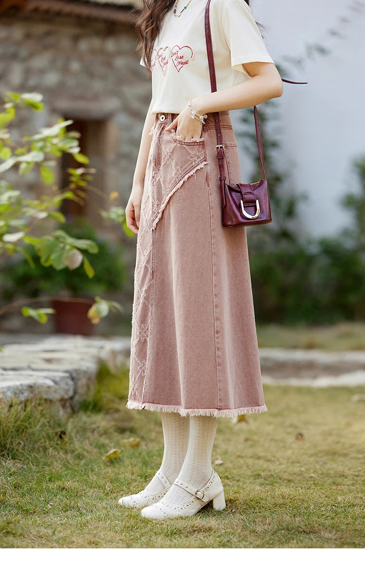Mishow Cowboy Thick Jacquard Jacket & Mid Long Skirt Set MXE14W0754