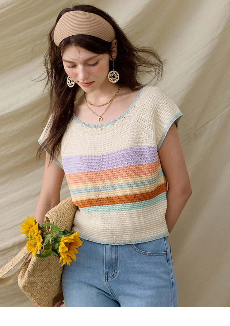 Mishow Striped Round Neck Slim Knit Pullover MXE31Z1222