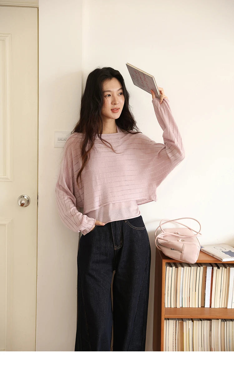 Mishow Striped Hanging Neck Top & Wool Blend Set MXE46T1399