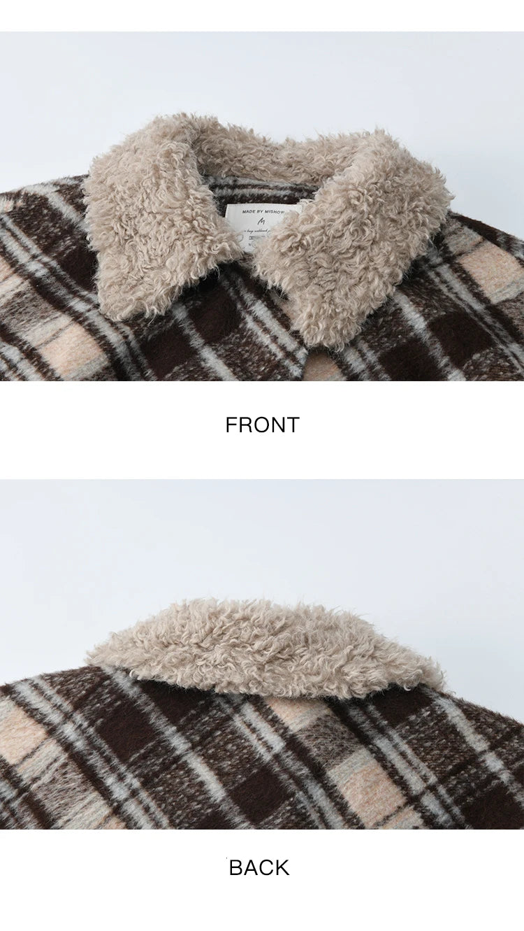 Mishow Retro Plaid Turn-Down Collar Wool Blend Jacket MXE89W0904