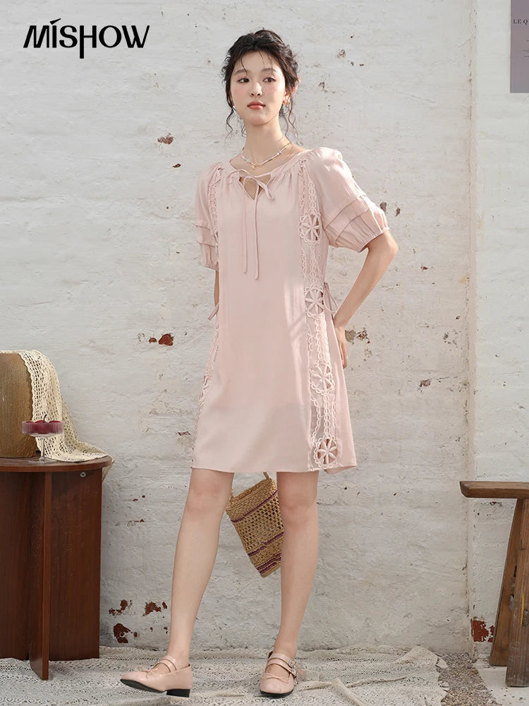 Mishow French Hollow Embroidered Lace-Up Dress MXD30L1950