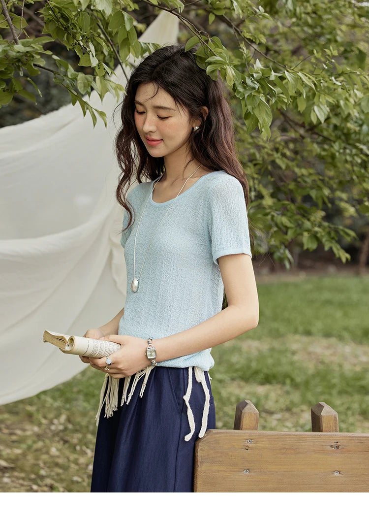Mishow Solid Slim Knit Office Tee MXE34Z1257