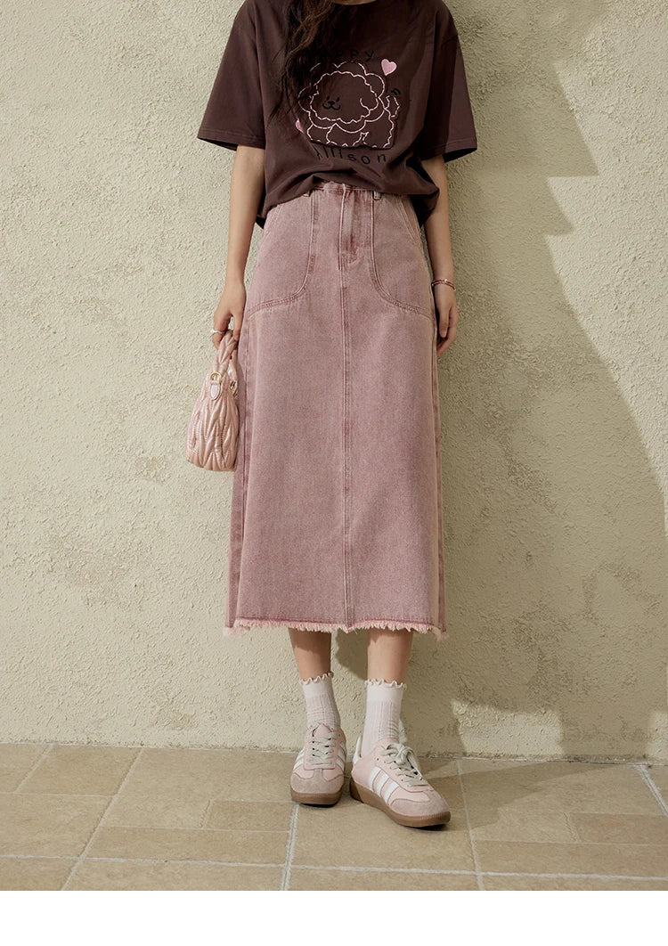 MISHOW High Waist Slim Denim Skirt Straight Pockets MXD44B0506