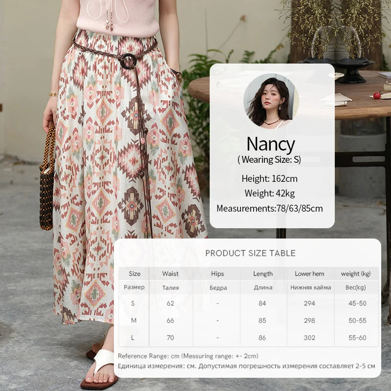 MISHOW Geometric Print Half Skirt Prairie Chic Pocket Vacation A-Line MXE37B0760