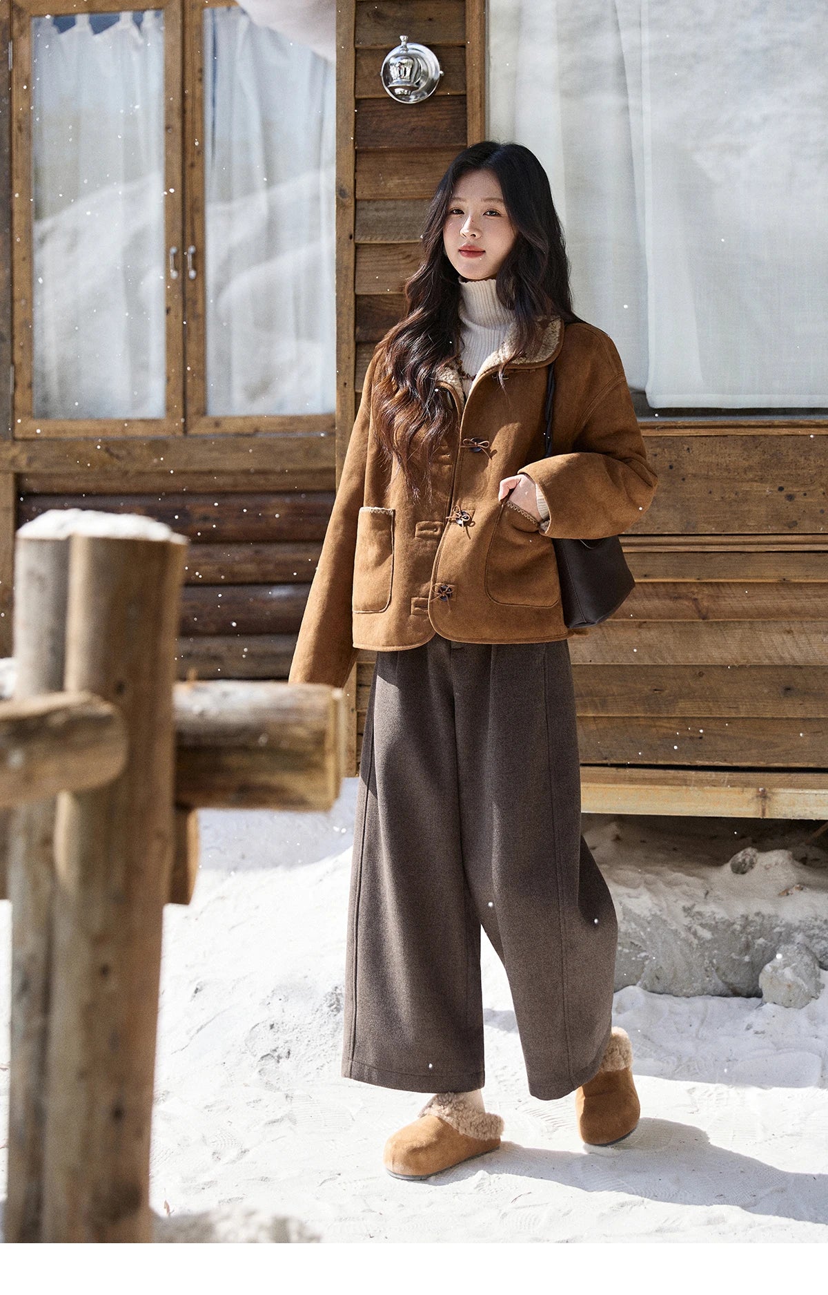 Mishow Brown Reversible Shearling Coat MXE93W1012
