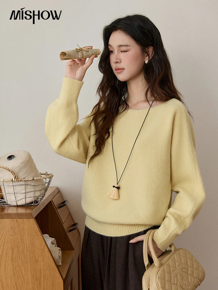 Mishow Boat Neck Lantern Sleeve Pullover MXE94Z2984
