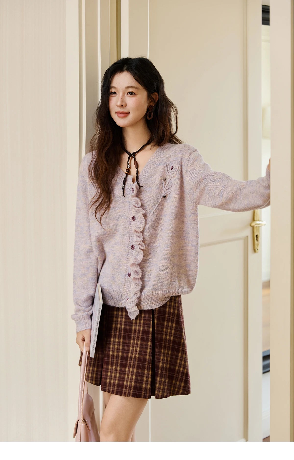 Mishow French Flower Embroidered V-Neck Cardigan MXE47Z2498