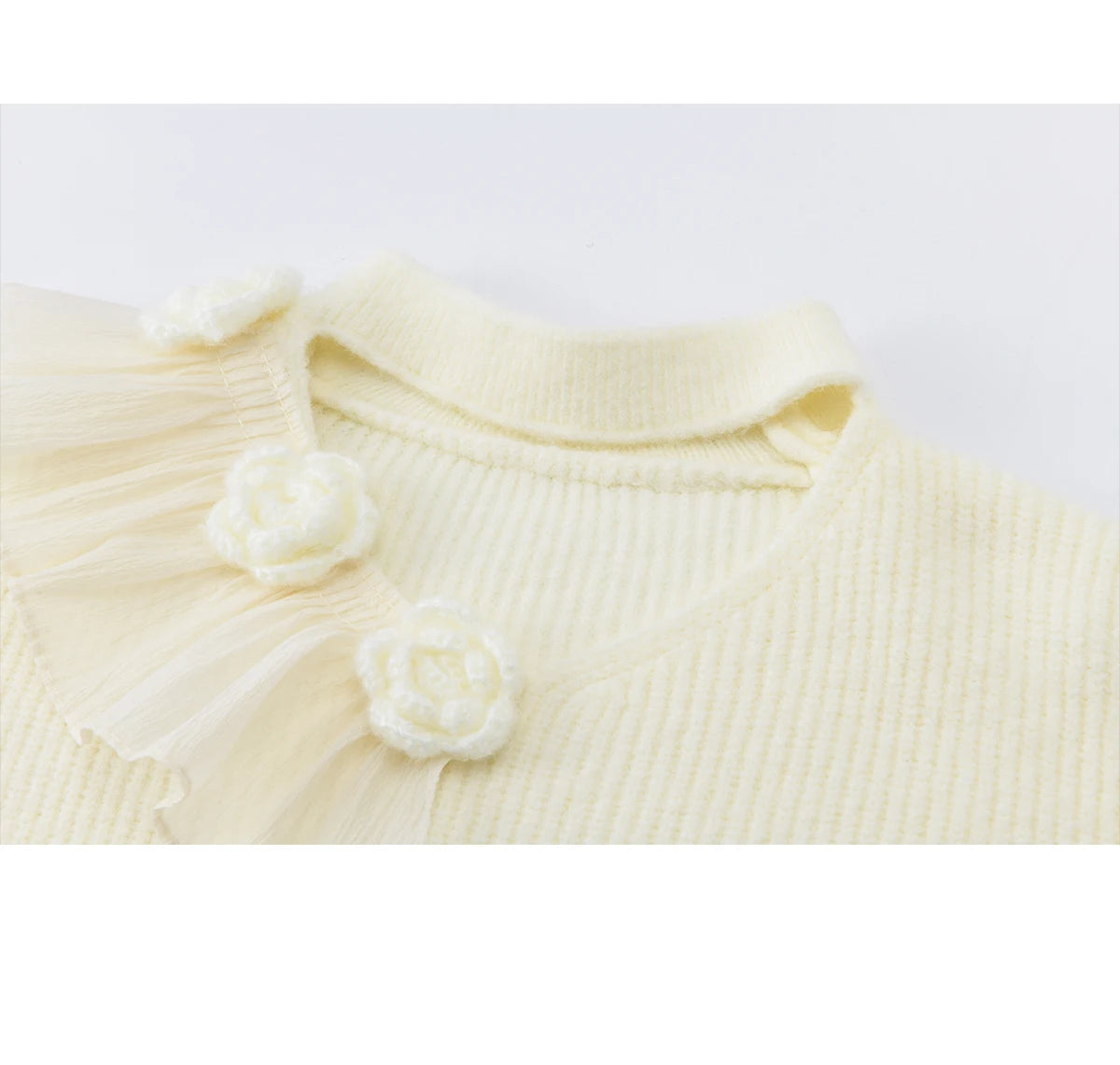 Mishow Cutout Neck Ruffle Flower Lantern Sleeve Pullover MXE94Z2982