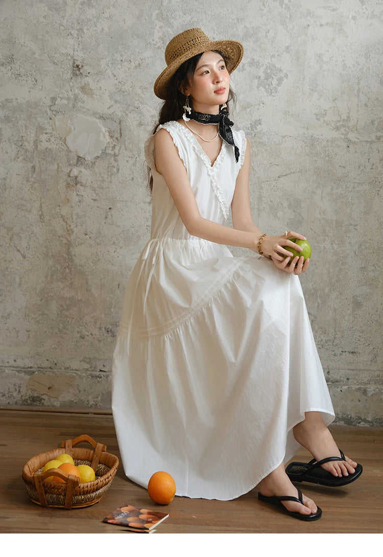 Mishow V-Neck Lace Drawstring Waist Dress MXE37L2331