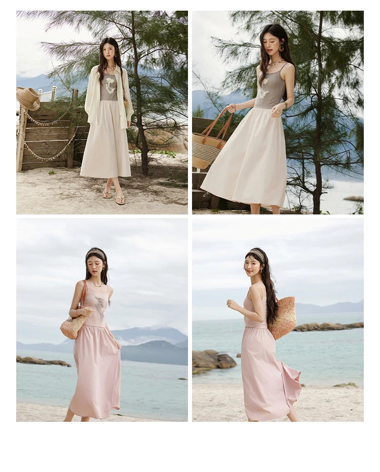 Mishow French Color Matching Knit Camisole Dress MXE13L2082