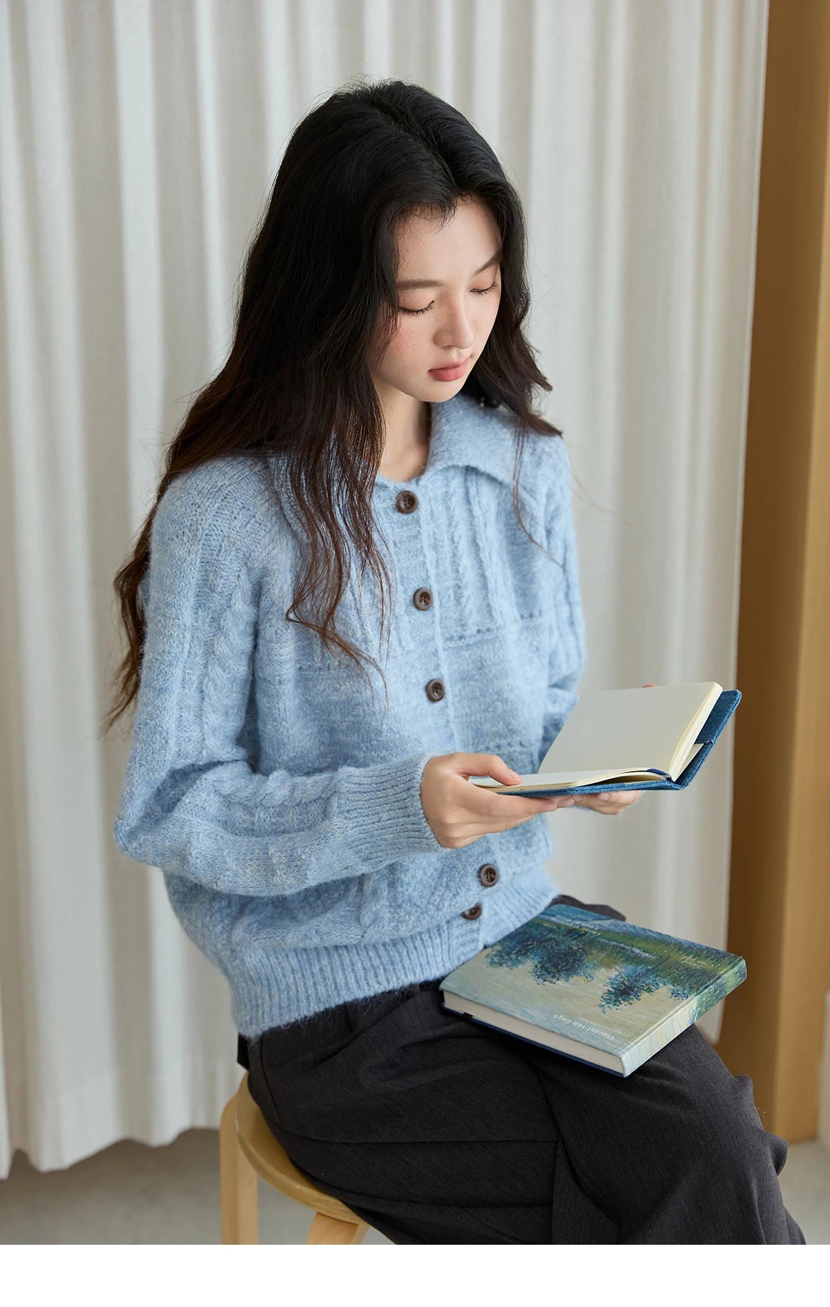 Mishow Simple Turn-Down Collar Knit Cardigan MXE48Z2611