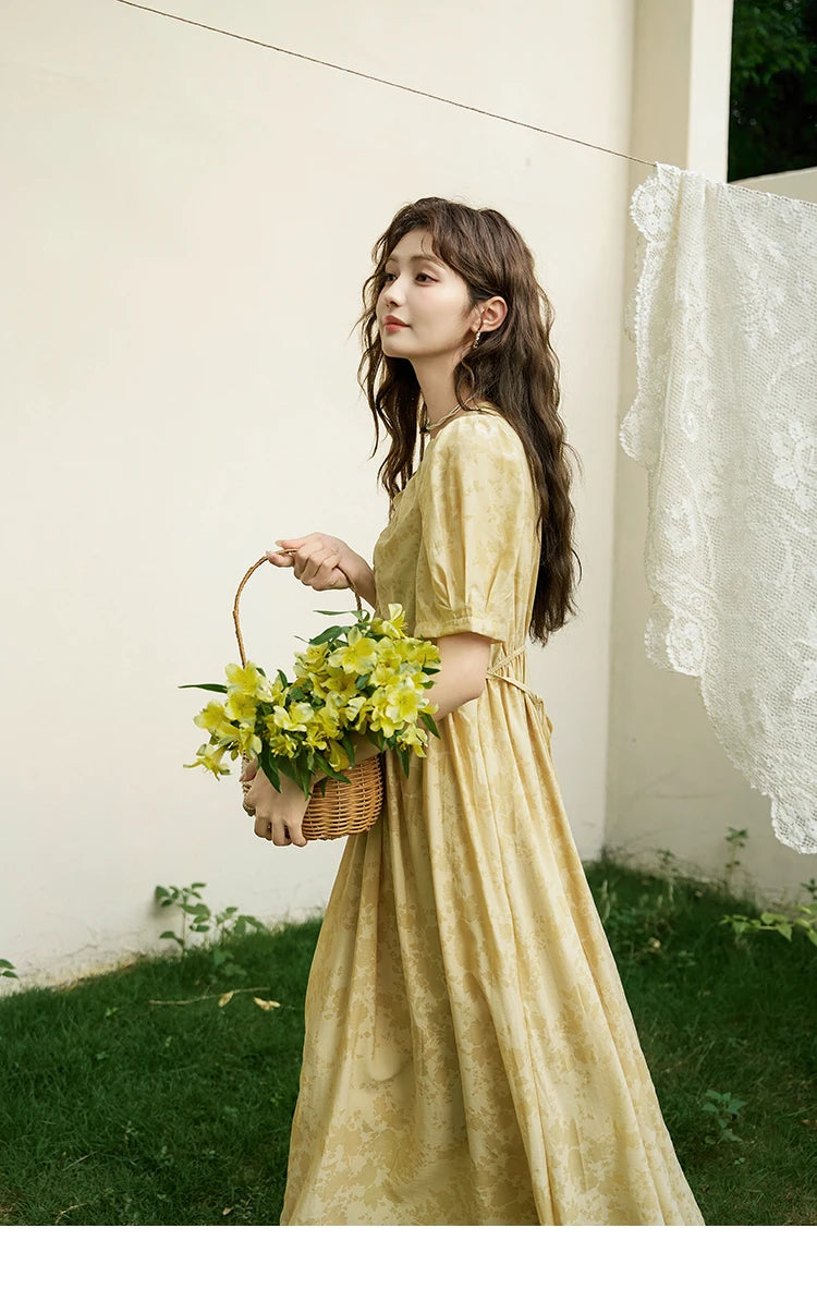 MISHOW French Chiffon Floral Puff Sleeve Dress MXD23L1878