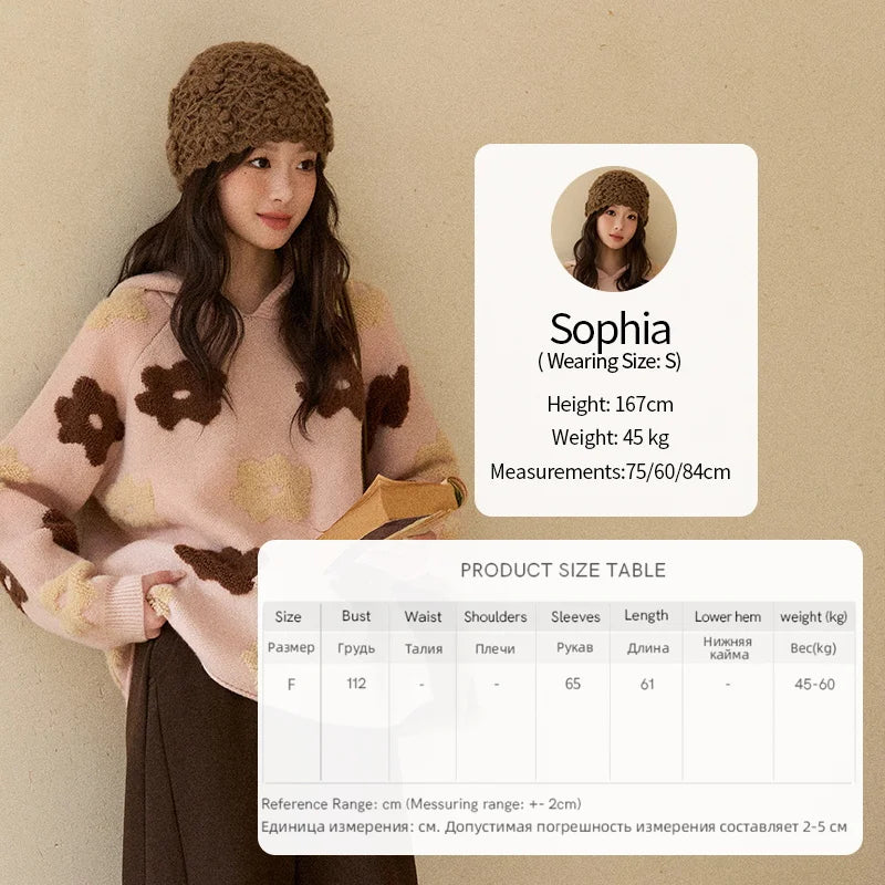 Mishow Pink Floral Hooded 3D Jacquard Pullover MXE90Z2786