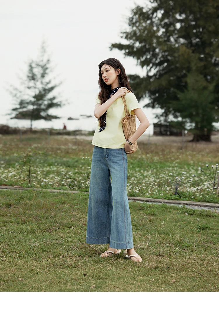 Mishow Solid Square Neck Straight Tee MXE15T0483