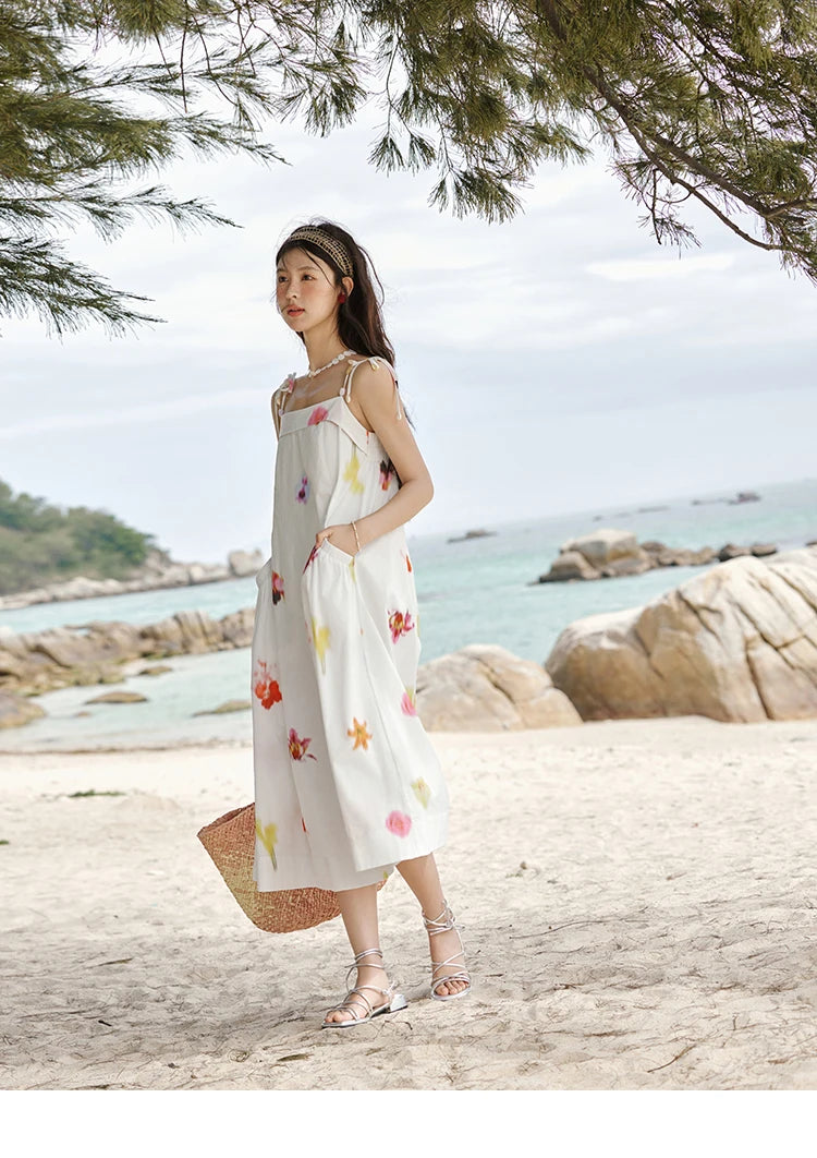 Mishow Korean Floral Shell Decoration Camisole Dress MXE32L2213