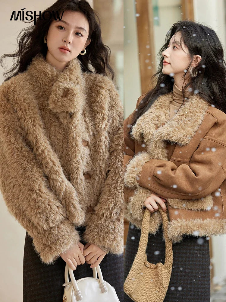 MISHOW Faux Fur Jacket Turn Down Collar Reversible MXD55W0648