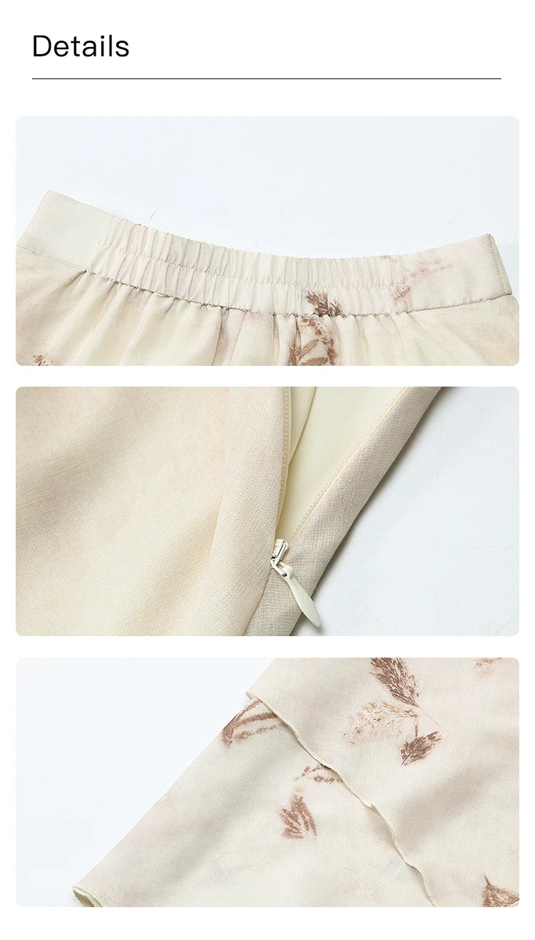 MISHOW Long Flowy Skirt Irregular High Waist A-Line Print Zipper MXD11B0215