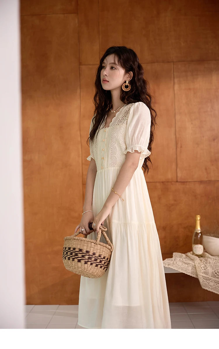 Mishow French Hollow Embroidery Fairycore Dress MXD31L1981