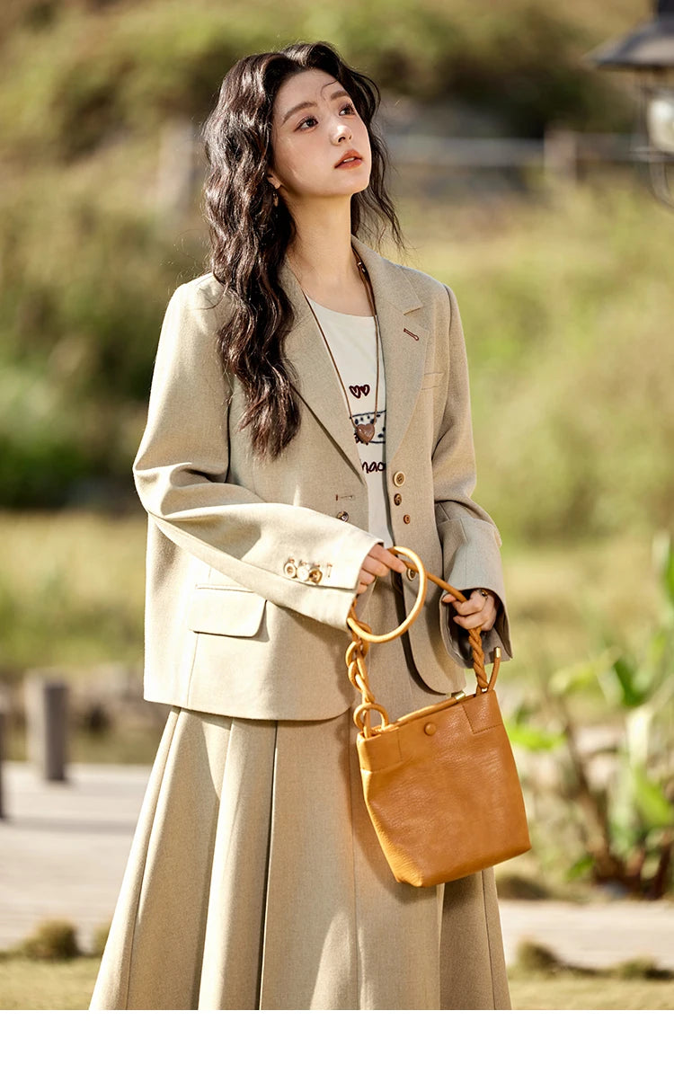 Mishow Vintage Blazer & Pleated Skirt Set MXE11W0712