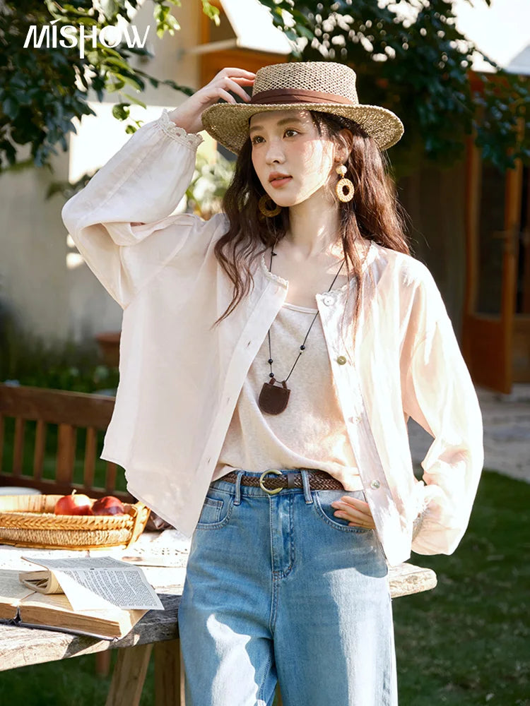 MISHOW Two Piece Shirt Set Tank Top Sunshade Button MXE39T0689