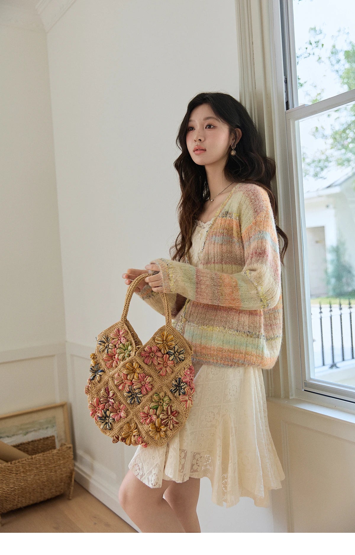 Mishow Gradient Striped V-Neck Rainbow Cardigan MXF13Z3019
