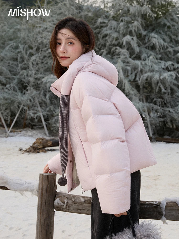 Mishow Pom-Pom Hooded Sweet Down Jacket MXE92Y0088