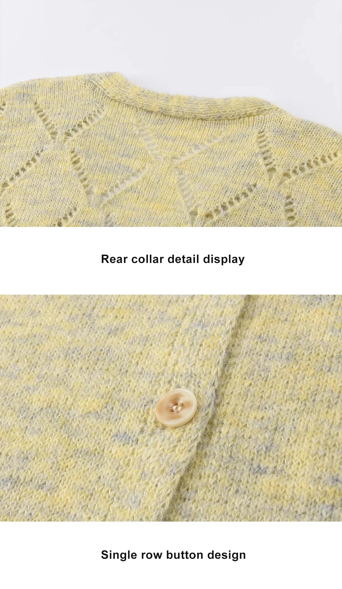 Mishow Marled Yellow Mohair Flare Sleeve Cardigan MXF108Z1021