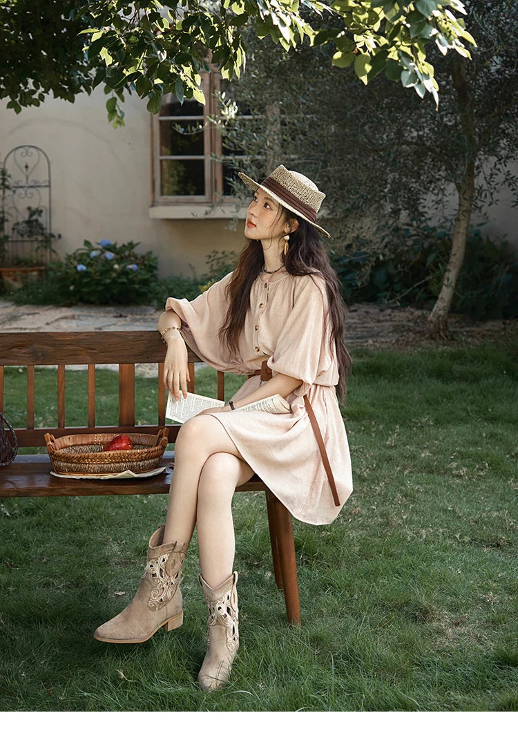 MISHOW French Retro Midi Dress with Belt MXE39L2409