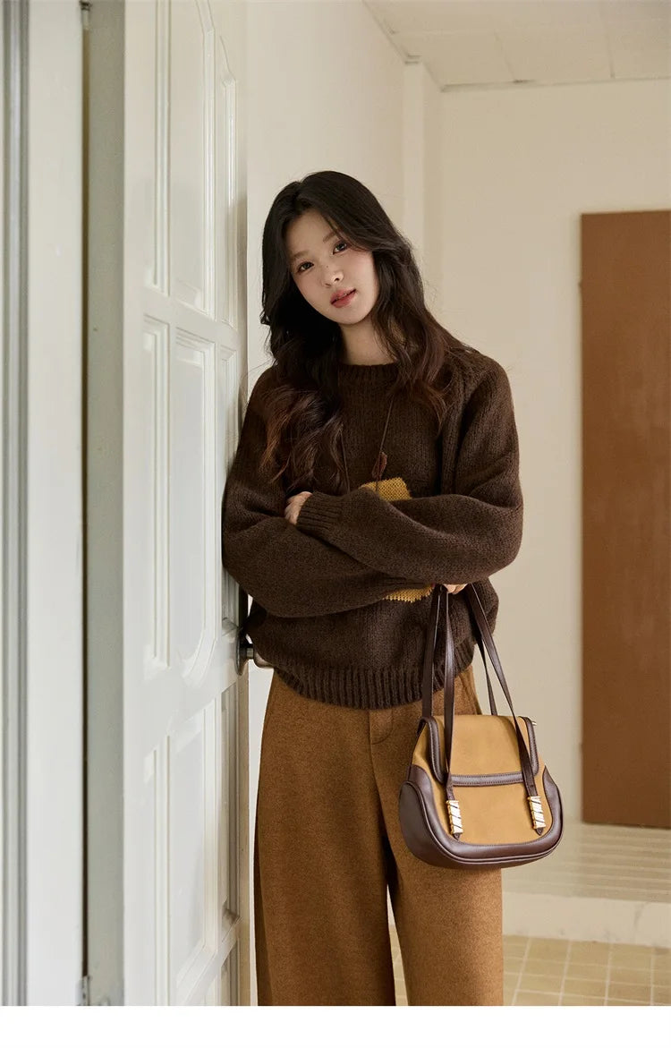 Mishow Pear Pattern Jacquard Crew Neck Pullover MXE94Z2959