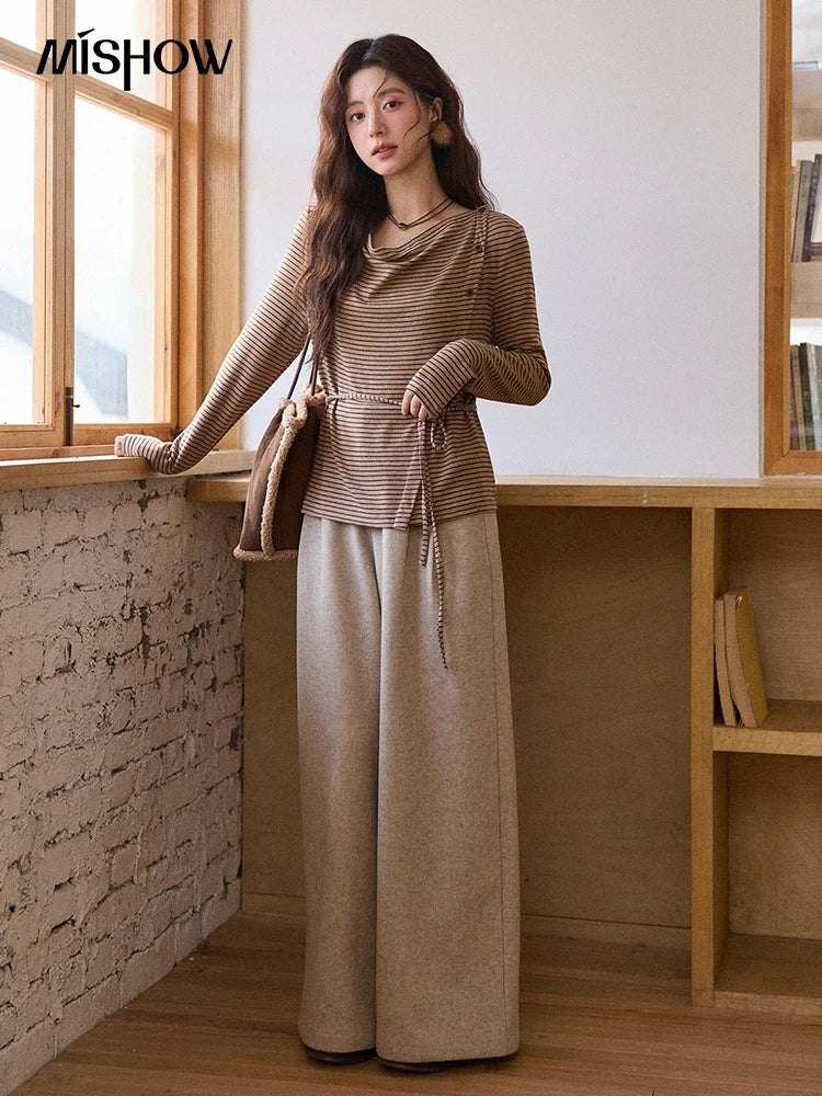 MISHOW Retro Wide Leg Pants Three-Dimensional Pleats Pocket MXE90K1129